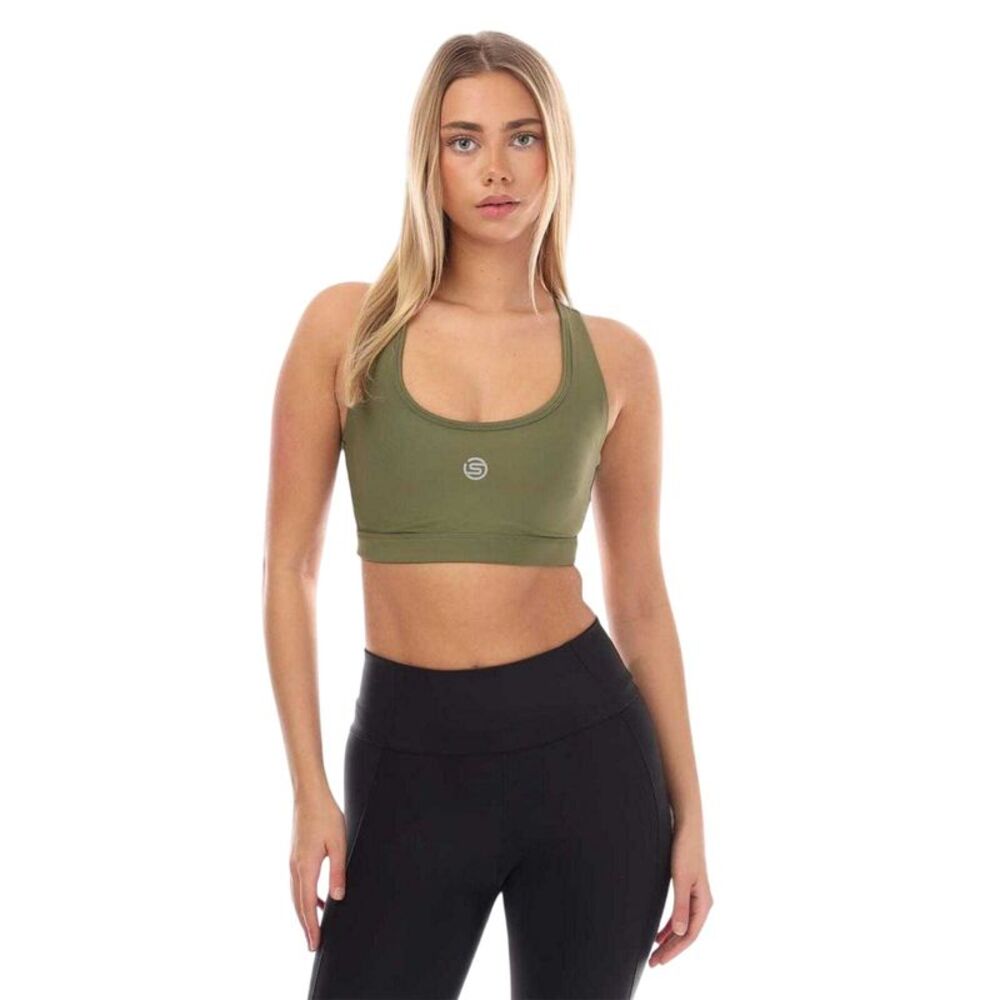 Skins Womens/Ladies Series-3 Sports Bra / Khaki Green